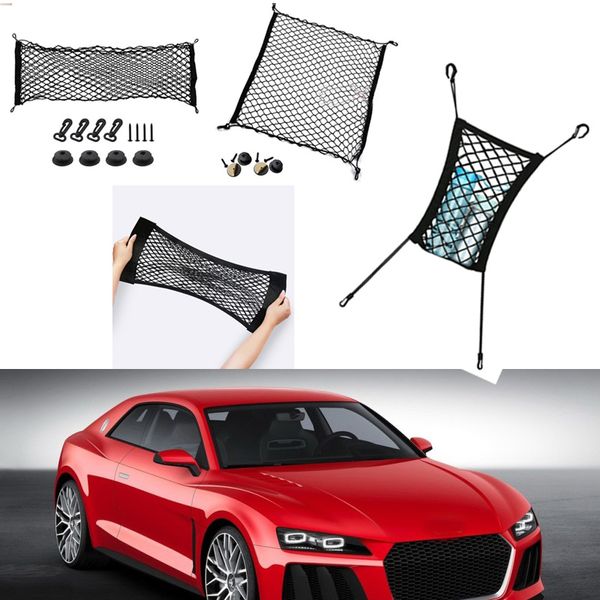 

for audi quattro car auto vehicle black rear trunk cargo baggage organizer storage nylon plain vertical seat net