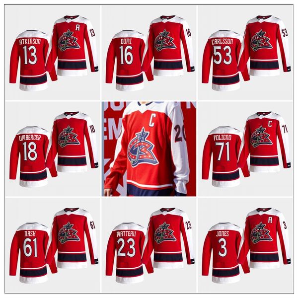 

columbus blue jackets cam atkinson 2021 reverse retro jersey mikko koivu riley nash grigorenko matteau foligno domi seth jones jerseys youth, Black;red