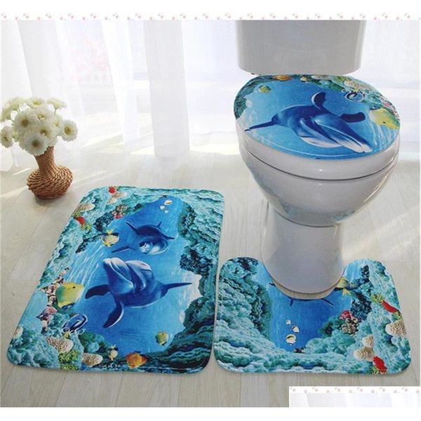

anti-slip household flannel 3pcs/set 3d digital printing floor mats super soft rug for bathroom toilet carpet toi qylbqj tore2010