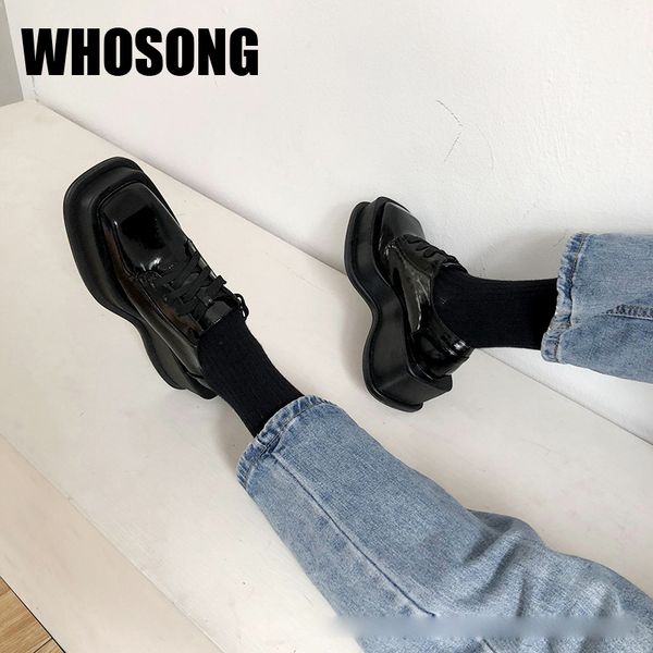 

autumn women girls brand platform oxfords woman leather ladies fashion female soft black shoes casual heel new c1120