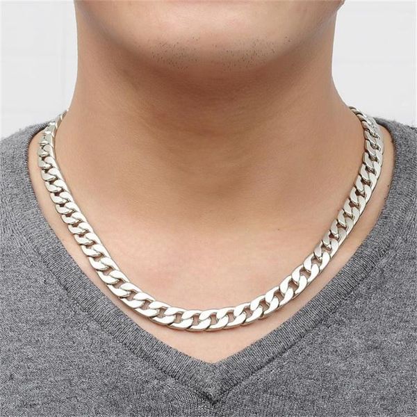 

chokers cuban link chain necklace for men punk stainless steel gold color male choker men's collar jewelry gifts him fashion, Golden;silver