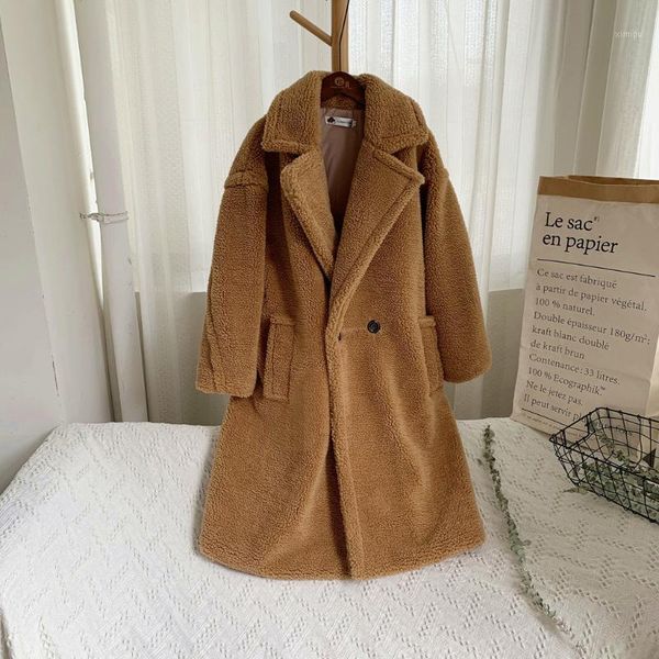

2019 new autumn winter loose medium long windbreaker lamb coat teddy coat faux fur long women lamb fur 8 color1, Black