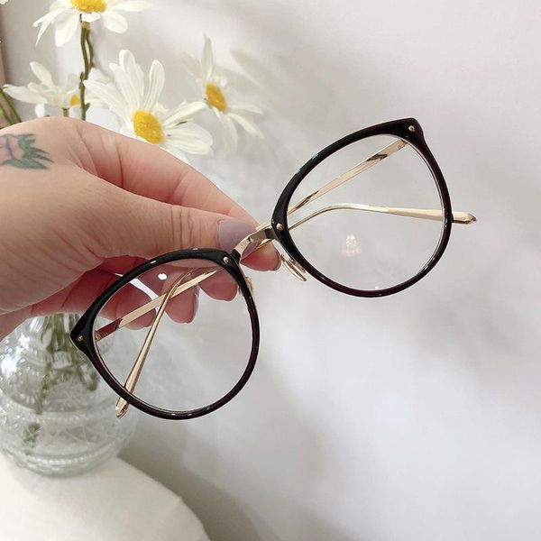 

transparent spectacle frame for men women glasses anti-fatigue cat eye computer eyeglasses men retro optical lens, Black