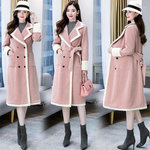 

woolen coat women's buckle coat long sleeve autumn khaki mink short style retro fashion round neck wedding1, Black