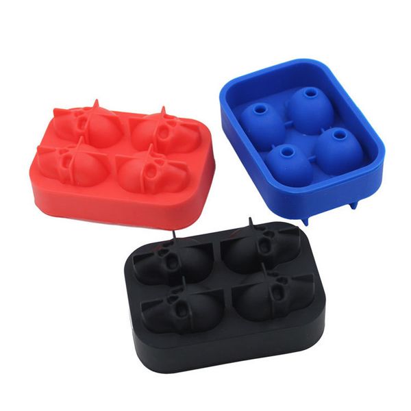 

mold 4 3d cavity skeleton skull head form cocktail ice silicone cube tray bar accessories candy mould wine coolers
