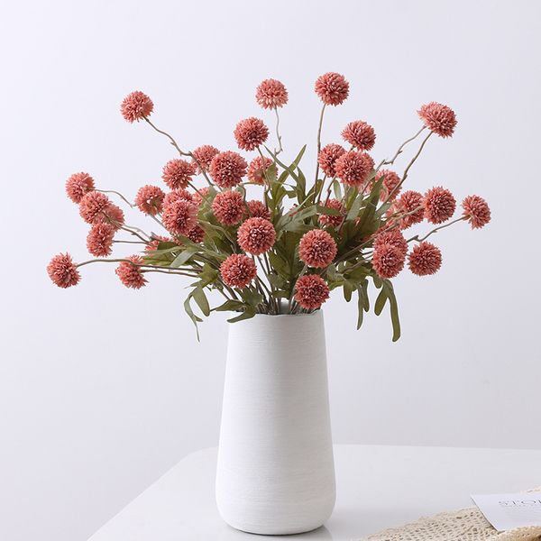 Simulação de 5 cabeças de dente-de-leão flores de seda para casa decoração casamento fotografia adereços outono cebola bola falsa flores ramo