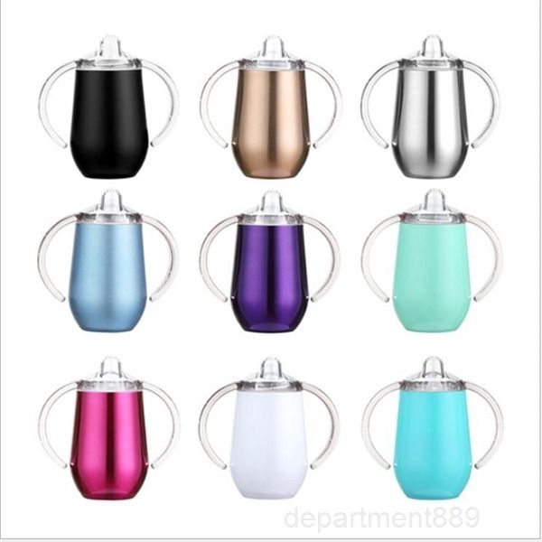 

бутылка с водой в кружках с ручкой из нержавеющей стали tumblers 10oz sippy яйцо чашки для детской изоляции вакуумный открытый туристический