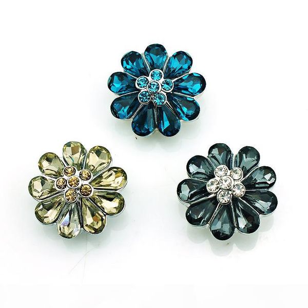 

18mm snap buttons 3 color flower metal clasps fashion diy ginger snaps jewelry accessories wholesale