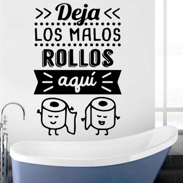 

wall stickers deja los malos rollos waterproof for spanish quotes decal decor public toilet bathroom home ru469