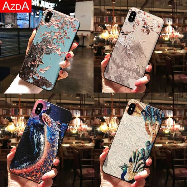

3d embossed silicone soft cover for mobile phone and matte printing shell of huawei p smart 2019, p8, p9, p10, p20, p30, mate 10, 20 li