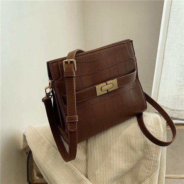 

cross body crocodile pattern square armpit bag 2021 pu leather women's handbag wide shoulder strap messenger