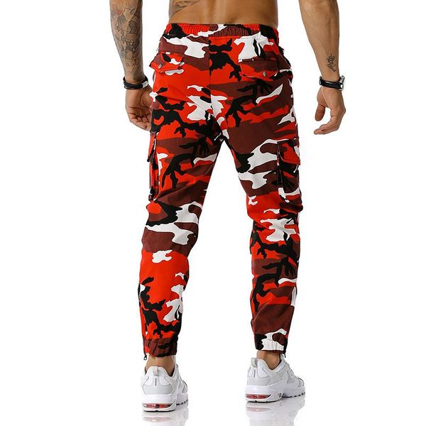 

2021 spring autumn new fashion casual men's camouflage cotton lace-up with pocket sweatpants loose jogger men's pants, Black