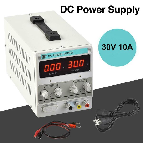 

adjustable power supply 30v 10a 110v precision variable dc digital lab w/clip