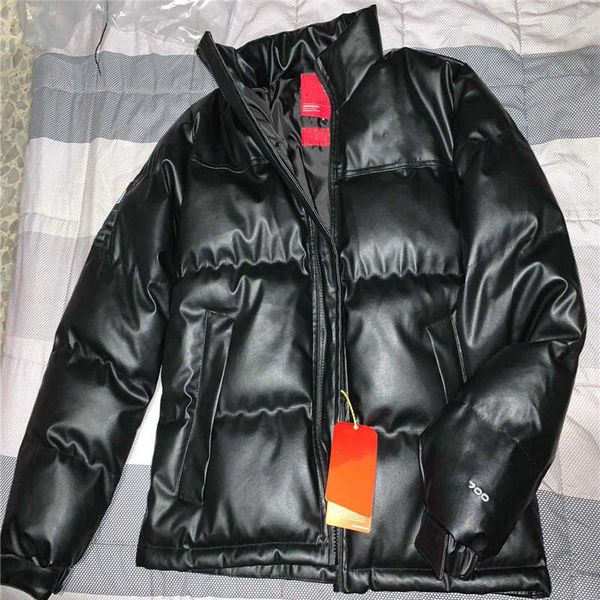

streetwear mens leather jackets north new pattern down jacket with letter winter coats casual parkas clothings, Black
