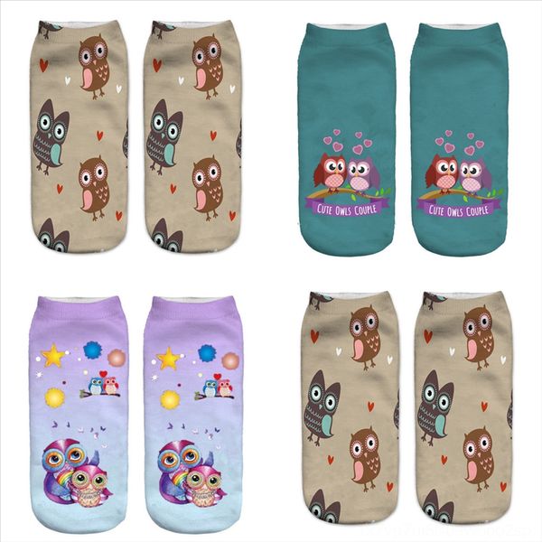 

nwogm ins new mens seamless slipper color socks owl animal print mens business solid sock casual cotton amoy sockson behalf, Black