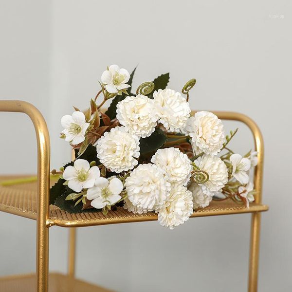 

1 bouquet 5 forks 11 heads carnation silk artificial decorative flower wedding flower bouquet living room home deskplaced1