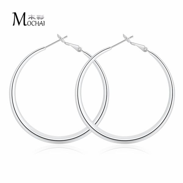 

hoop earrings for women silver color fashion jewelry pendant girls glossy hanging dangler eardrop female round earring 50mm zk30, Golden;silver