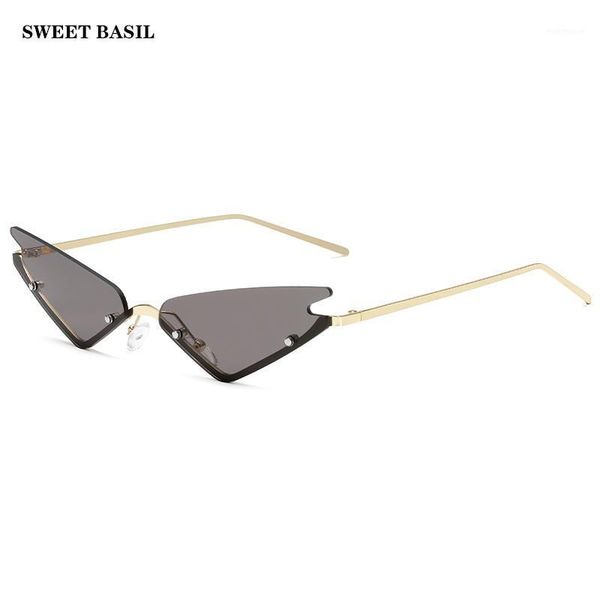 

sunglasses sweet basil metal cat eye women triangle mirror sun glasses designer red black eyewear shades for ladies1, White;black