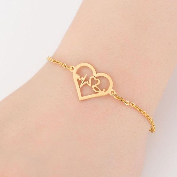 

heart bracelet gifts for women accessories stainless steel bracelets women's gold bracelets for women chain on hand punk jewelry, Golden;silver