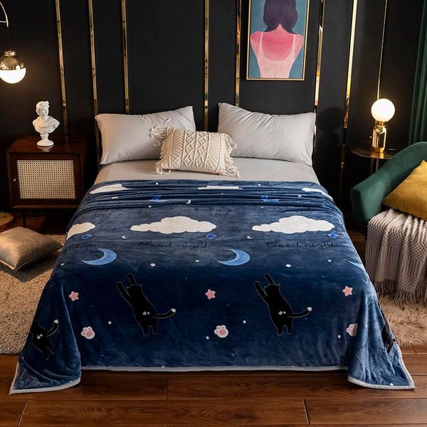 

blankets flannel fabric 200x230cm warm bed blanket winter thick throw for sofa