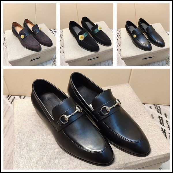 

2019 brand men luxury painted genuine leather shoes fashion informal dress shoes men's casual business party shoes suede, Black