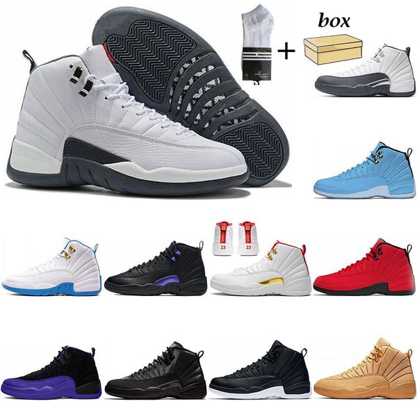 

witn box men 12 12s basketball shoes new university yellow white grey the master nyc dark concord athletic mens trainers sports sneakers