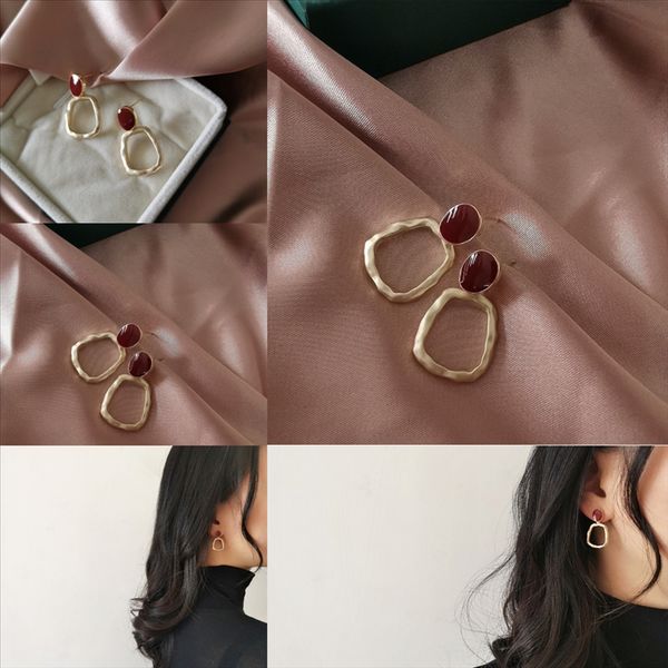 

vmi new charmlayer pu leather earrings women drop 18k gold plate earring waterdrop pendant design earrings ear hook eardrop dangle jewelry, Golden