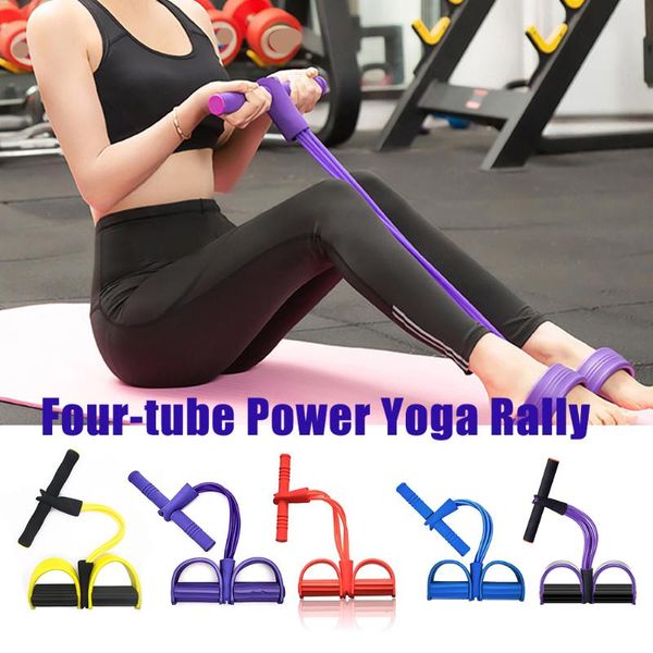 

resistance bands tension rope 4 tube puller pedal ankle abdominal exerciser fitness elastic sit up pull home gym sport training equipment