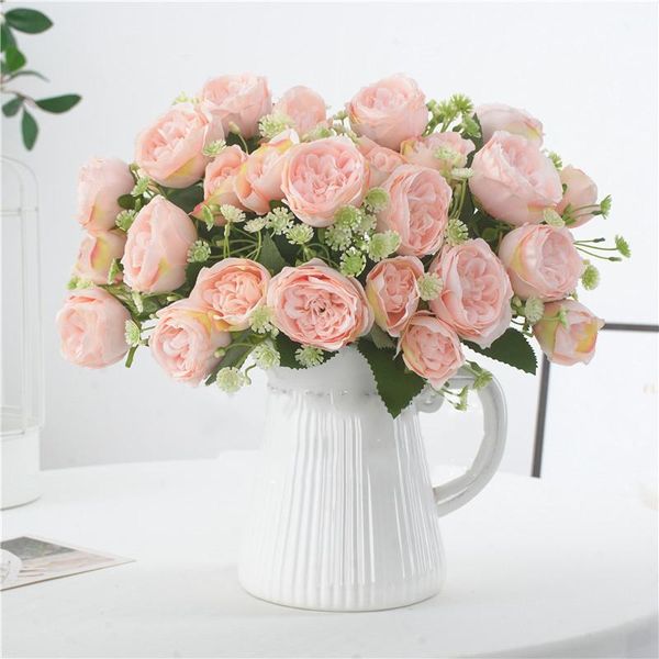 

10 heads vintage artificial fake peony cloth flowers bouquet party home decor