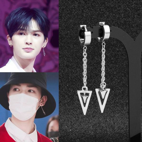 

punk earrings for korean boys stainless steel stud earring long chain hipster grunge accessory ear clip wholesale, Golden