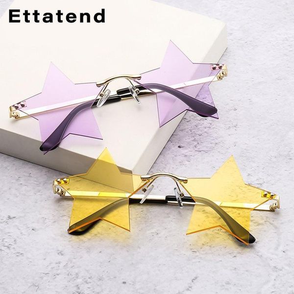 

sunglasses fashion frameless women men prom party sun glasses unique personalized pentagram stars eyewear uv4001, White;black