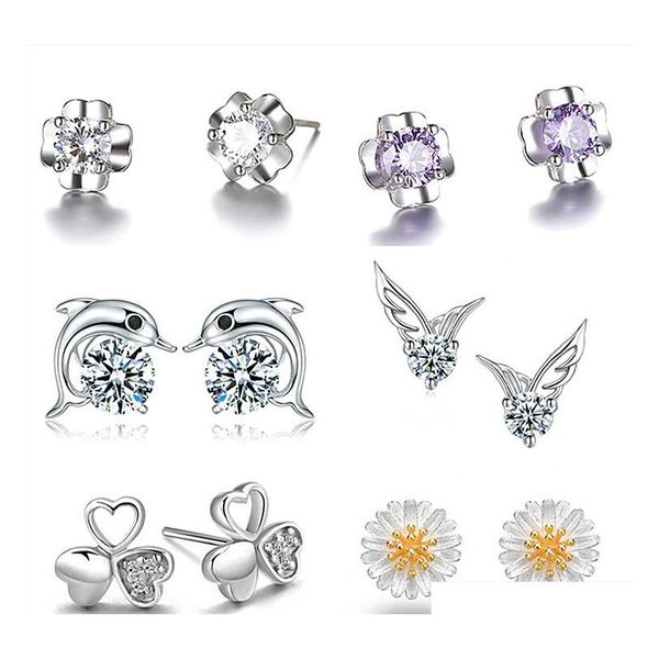 

the crown princess cross earrings s925 sterling silver earring female anti allergy valentine's day gift to send his girlfriend a gift n