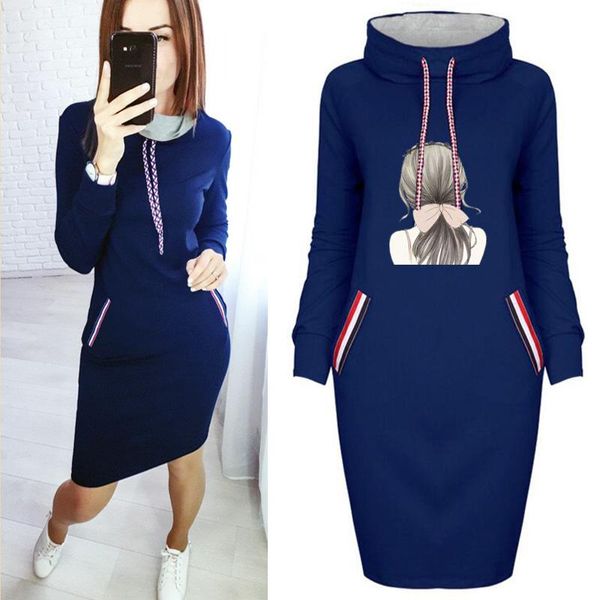 

sweater dress autumn winter turtleneck drawstring harajuku dresses for women party night club clothes, Black;gray