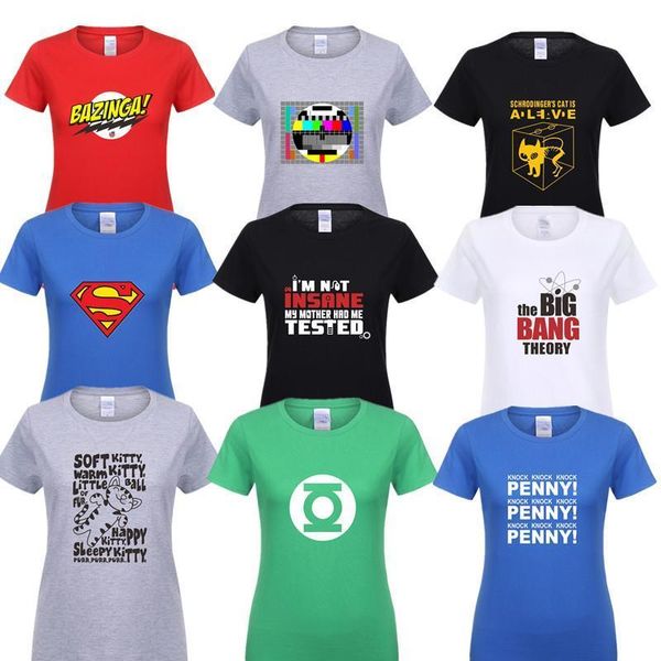 

summer the big bang theory women t shirt cotton short sleeve female sheldon cooper t-shirt tee penny soft kitty tshirts, White
