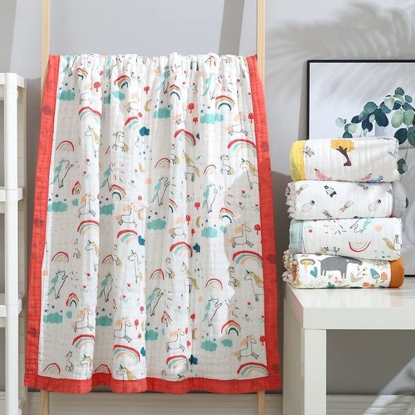 

baby muslin 6 layers 110*110 120*150 blanket for newborn baby sleeping blanket breathable infant kids soft cotton baby blankets y201009