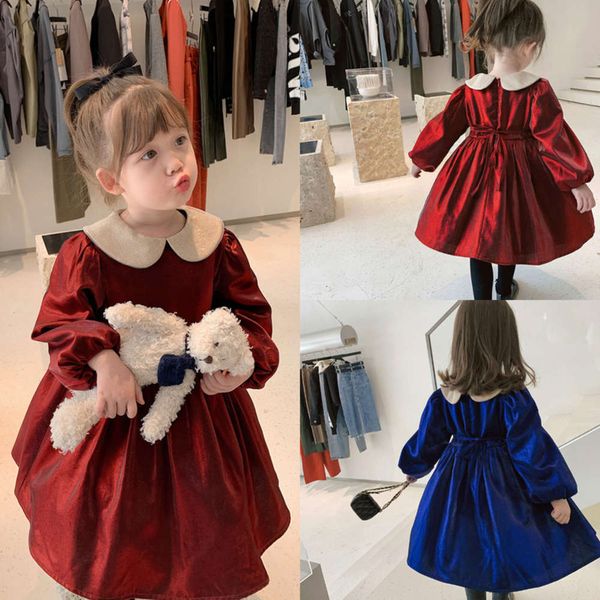 

new clothing 2020 girl's long sve princs children's thickened autumn and baby's winter drs foreign sle skirt, Red;yellow