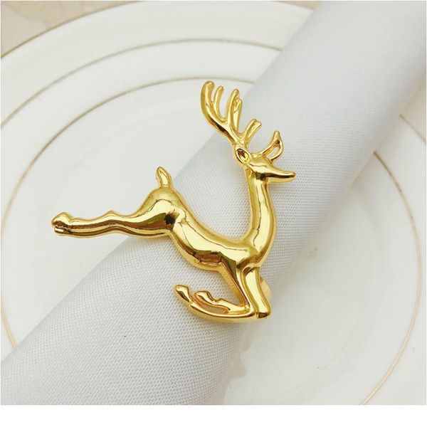 

6/12pcs rose gold silver color christmas elk napkin rings banquet party l dinner metal napkin buckles serviett qylmrc