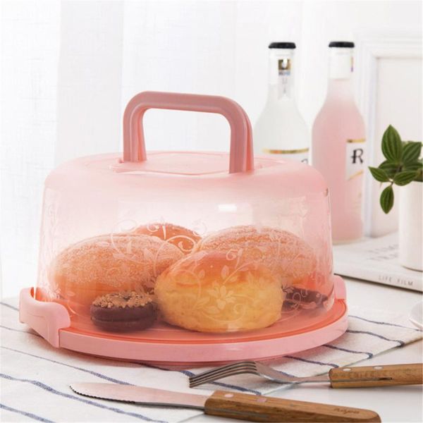 

storage bottles & jars plastic round cake container fruit dessert cover case cupcake bread carrier server torage box tray kitchen tool