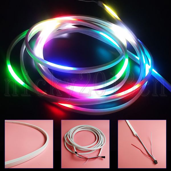 

5m ws2811 addressable 5050 rgb led pixel neon sign tube flexible strip light 360leds flat surface silica gel ip67 waterproof dream magic col