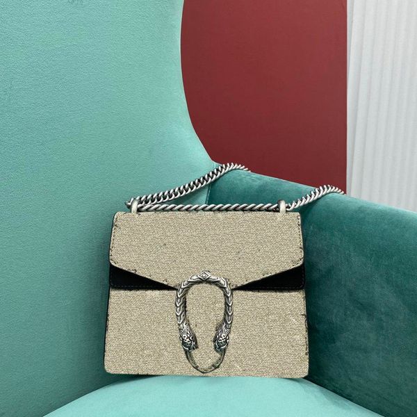 

new fashion ladies dionysuss mini chain canvas genuine leather tiger head closure flap handbag shoulder crossbody bag bags