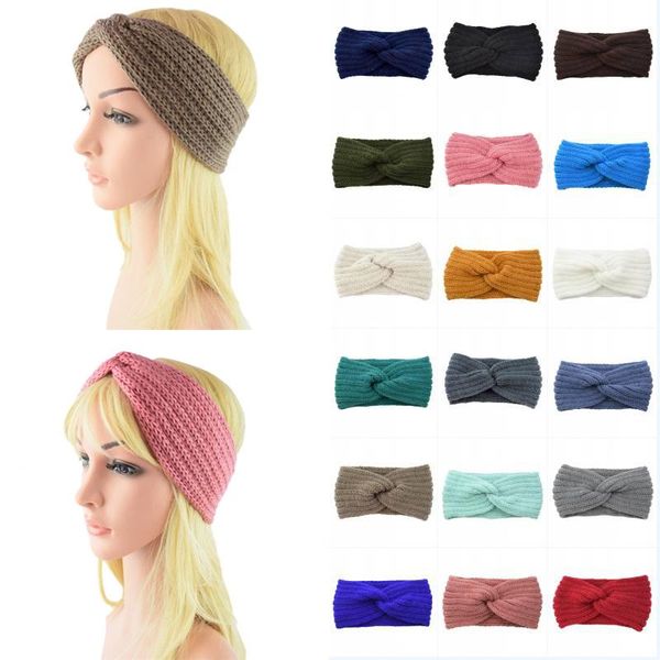 

women winter knitted headband ear warmer headwear crochet wide stretch headwrap turbans hair accessories for outdoor, Silver