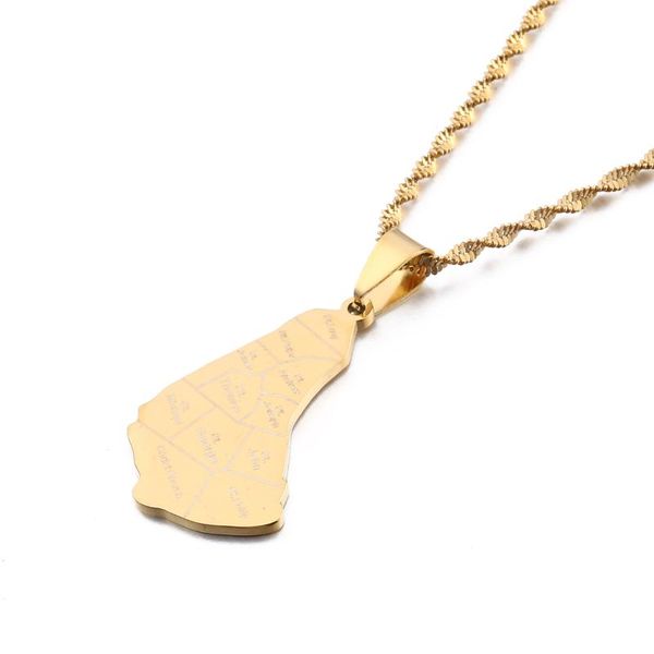 

chains gold color stainless steel map of barbados island pendant necklaces fashion silver plated jewelry gift