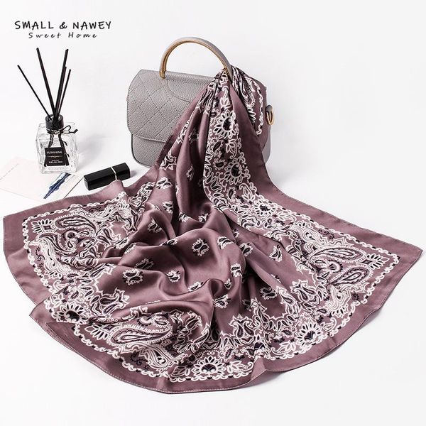 

70*70cm new fashion small square scarf printed silk satin silk scarf business wear square, Blue;gray