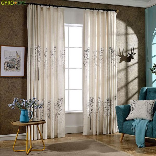 

curtain & drapes american style tree design linen printed curtains for living room decorative modern