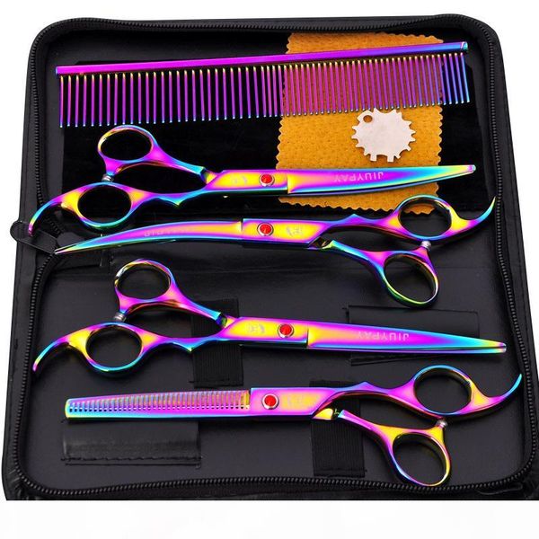 

5pcs stainless steel pet dogs grooming scissors cat hair thinning shear sharp edge scissors for dogs animal barber cutting tool