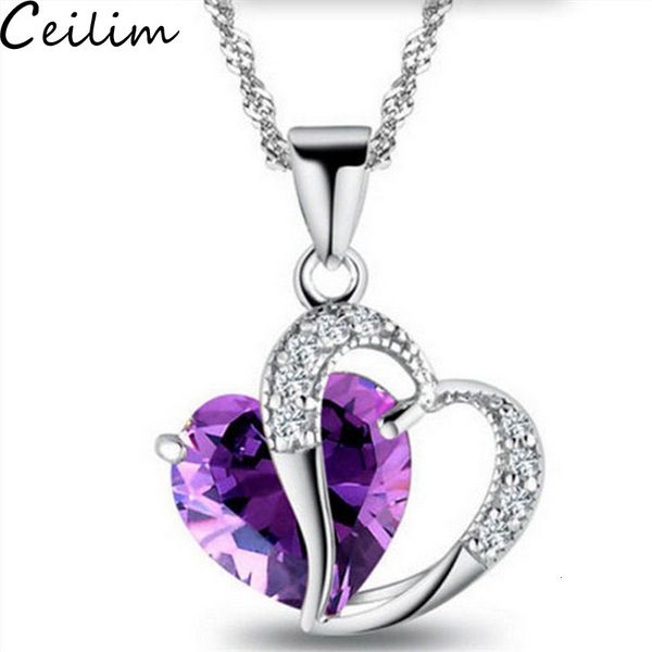 

new style crystal rhinestone heart shaped pendant women necklace blue champagne pink fine jewelry for girls