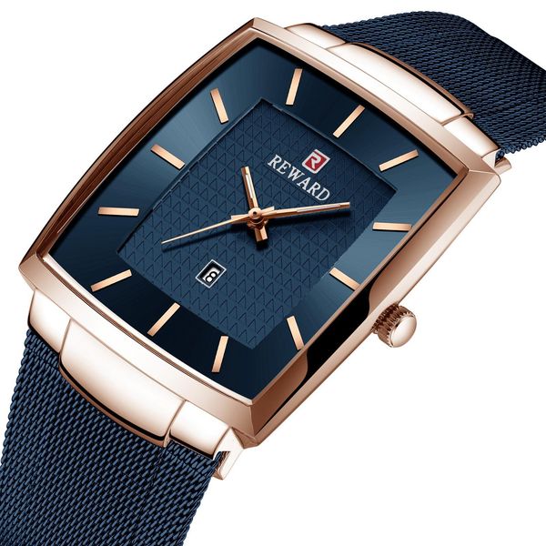 

luxury watches men s and men s luxury waterproof calendar men s square watches stainless steel mesh belt gift rd62009m, Slivery;brown