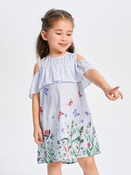 

toddler girls floral print cold shoulder dress she, Red;yellow