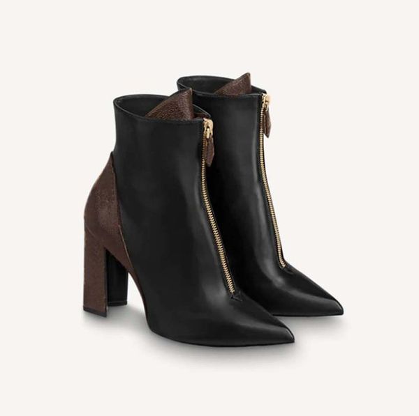 

woman 2020 real leather fashion ankle heels winter fall boots casual shoes dhl eu:35-41 by shoe02 13 03i2, Black