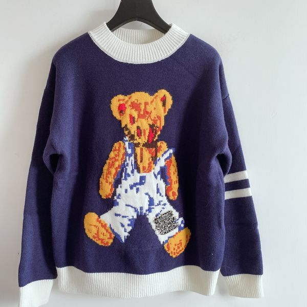 

1202 2020 autumn sweater long sleeve blue crew neck brand same style prom fashion luxury womens clothes qian, White;black